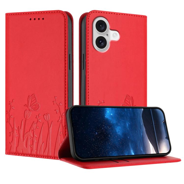 Ốp điện thoại da thuần chay nam châm họa tiết bướm hoa tulip, dành cho iPhone 17e / 16e, dành cho iPhone 17 Pro Max, dành cho iPhone 17 Pro, dành cho iPhone 17