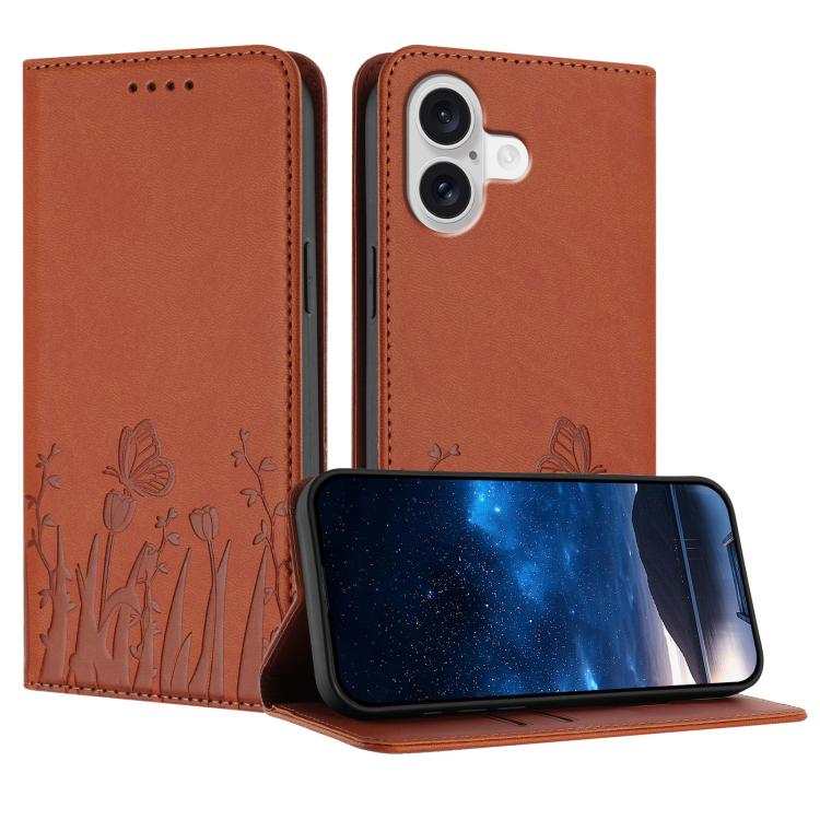 Ốp điện thoại da thuần chay nam châm họa tiết bướm hoa tulip, dành cho iPhone 17e / 16e, dành cho iPhone 17 Pro Max, dành cho iPhone 17 Pro, dành cho iPhone 17