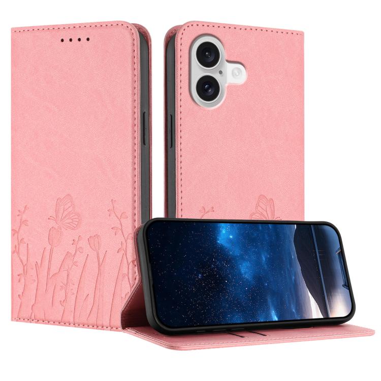 Ốp điện thoại da thuần chay nam châm họa tiết bướm hoa tulip, dành cho iPhone 17e / 16e, dành cho iPhone 17 Pro Max, dành cho iPhone 17 Pro, dành cho iPhone 17