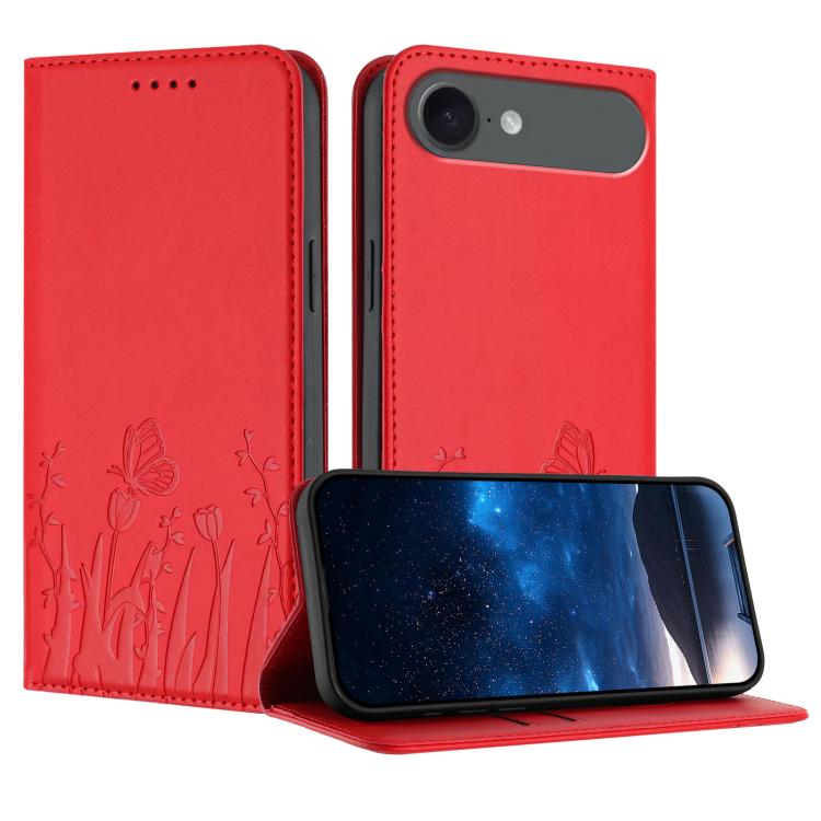 Ốp điện thoại da thuần chay nam châm họa tiết bướm hoa tulip, dành cho iPhone Air, dành cho iPhone 16 Pro Max, dành cho iPhone 16 Pro, dành cho iPhone 16 Plus