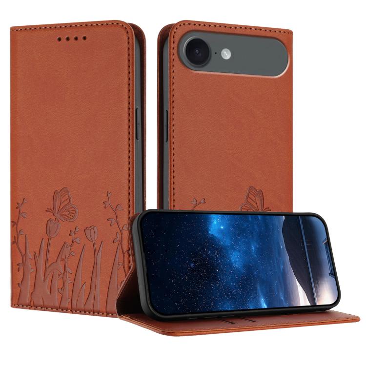 Ốp điện thoại da thuần chay nam châm họa tiết bướm hoa tulip, dành cho iPhone Air, dành cho iPhone 16 Pro Max, dành cho iPhone 16 Pro, dành cho iPhone 16 Plus