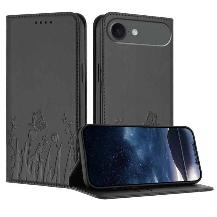 Ốp điện thoại da thuần chay nam châm họa tiết bướm hoa tulip, dành cho iPhone Air, dành cho iPhone 16 Pro Max, dành cho iPhone 16 Pro, dành cho iPhone 16 Plus