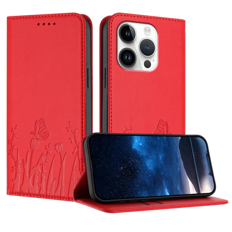 Ốp điện thoại da thuần chay nam châm họa tiết bướm hoa tulip, dành cho iPhone Air, dành cho iPhone 16 Pro Max, dành cho iPhone 16 Pro, dành cho iPhone 16 Plus
