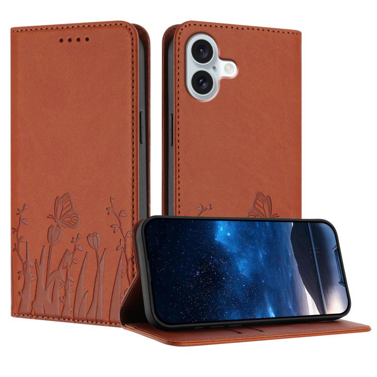 Ốp điện thoại da thuần chay nam châm họa tiết bướm hoa tulip, dành cho iPhone Air, dành cho iPhone 16 Pro Max, dành cho iPhone 16 Pro, dành cho iPhone 16 Plus