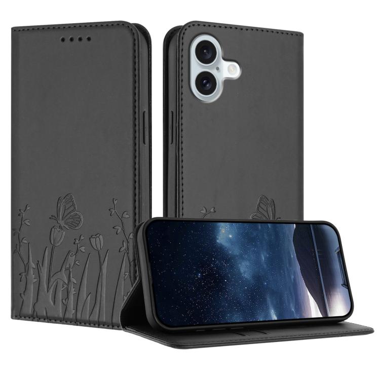 Ốp điện thoại da thuần chay nam châm họa tiết bướm hoa tulip, dành cho iPhone Air, dành cho iPhone 16 Pro Max, dành cho iPhone 16 Pro, dành cho iPhone 16 Plus