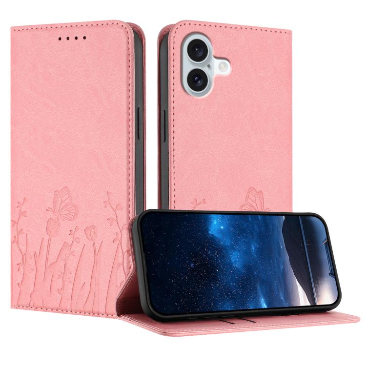Ốp điện thoại da thuần chay nam châm họa tiết bướm hoa tulip, dành cho iPhone Air, dành cho iPhone 16 Pro Max, dành cho iPhone 16 Pro, dành cho iPhone 16 Plus