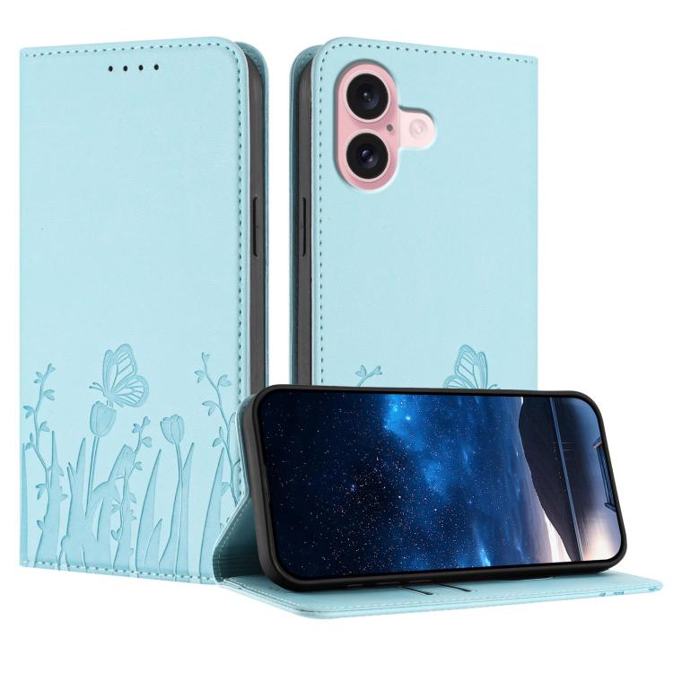 Tulips Butterfly Pattern Magnetic Vegan Leather Phone Case, For iPhone 16, For iPhone 15 Pro Max, For iPhone 15 Pro, For iPhone 15 Plus