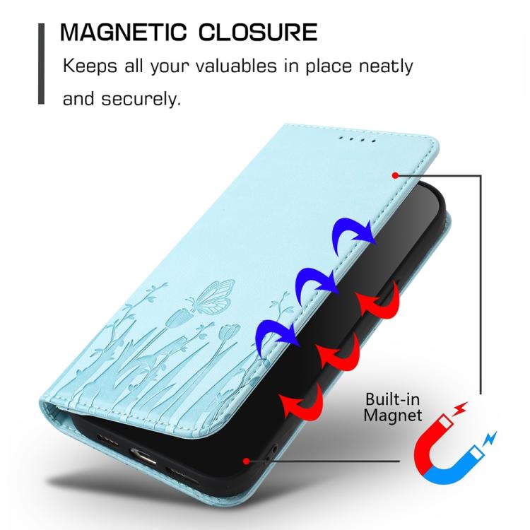 Ốp điện thoại da thuần chay họa tiết bướm hoa tulip có nam châm, Dành cho iPhone 15, Dành cho iPhone 14 Plus, Dành cho iPhone 14, Dành cho iPhone 14 Pro