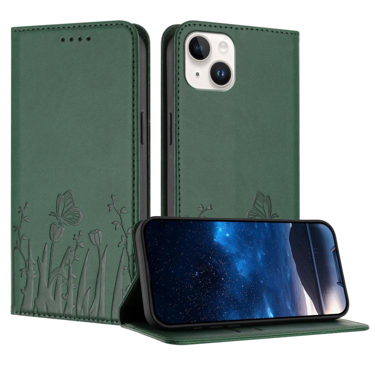 Ốp điện thoại da thuần chay họa tiết bướm hoa tulip có nam châm, Dành cho iPhone 15, Dành cho iPhone 14 Plus, Dành cho iPhone 14, Dành cho iPhone 14 Pro
