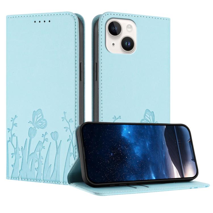 Ốp điện thoại da thuần chay họa tiết bướm hoa tulip có nam châm, Dành cho iPhone 15, Dành cho iPhone 14 Plus, Dành cho iPhone 14, Dành cho iPhone 14 Pro