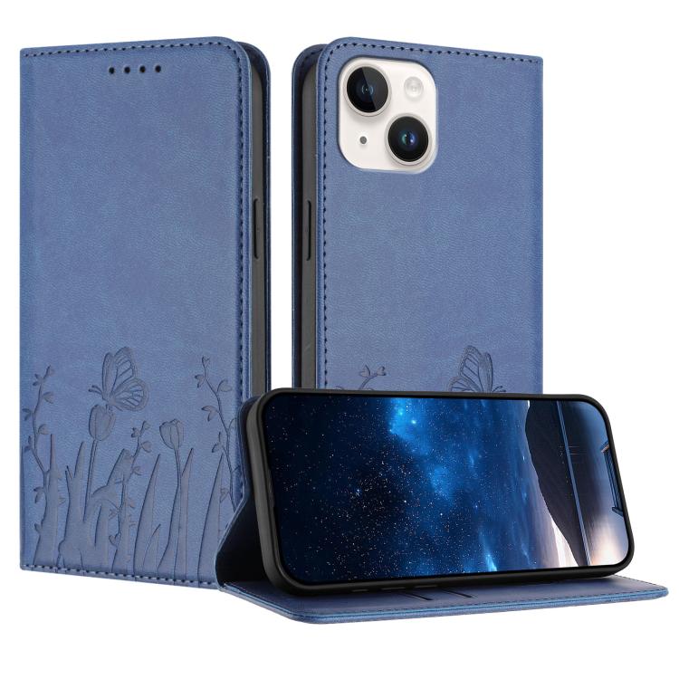 Ốp điện thoại da thuần chay họa tiết bướm hoa tulip có nam châm, Dành cho iPhone 15, Dành cho iPhone 14 Plus, Dành cho iPhone 14, Dành cho iPhone 14 Pro