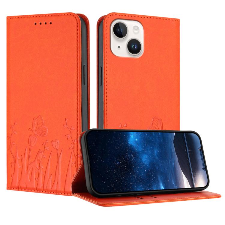 Ốp điện thoại da thuần chay họa tiết bướm hoa tulip có nam châm, Dành cho iPhone 15, Dành cho iPhone 14 Plus, Dành cho iPhone 14, Dành cho iPhone 14 Pro