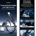 Cáp dữ liệu sạc nhanh USB sang 8pin 2.4A USAMS SJ778 U94, USB sang 8pin