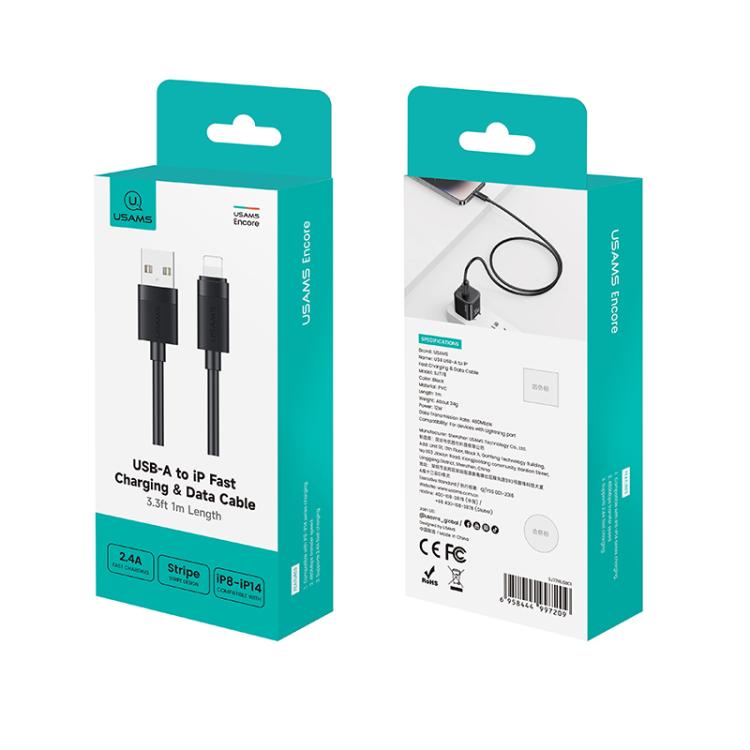 Cáp dữ liệu sạc nhanh USB sang 8pin 2.4A USAMS SJ778 U94, USB sang 8pin