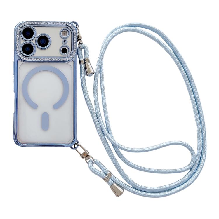Ốp lưng điện thoại nam châm mạ acrylic trong suốt đính đá pha lê, kèm dây đeo chéo bên phải, dành cho iPhone 17 Pro Max, iPhone 17 Pro, iPhone 17, iPhone Air, iPhone 16 Pro Max, iPhone 16 Pro, iPhone 16 Plus, iPhone 16