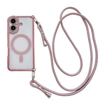 Ốp lưng điện thoại nam châm mạ acrylic trong suốt đính đá pha lê, kèm dây đeo chéo bên phải, dành cho iPhone 17 Pro Max, iPhone 17 Pro, iPhone 17, iPhone Air, iPhone 16 Pro Max, iPhone 16 Pro, iPhone 16 Plus, iPhone 16