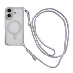 Ốp lưng điện thoại nam châm mạ acrylic trong suốt đính đá pha lê, kèm dây đeo chéo bên phải, dành cho iPhone 17 Pro Max, iPhone 17 Pro, iPhone 17, iPhone Air, iPhone 16 Pro Max, iPhone 16 Pro, iPhone 16 Plus, iPhone 16
