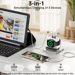Bộ sạc đa năng 3 trong 1 XL-16 20W USB + Type-C cho Apple Watch có chức năng sạc không dây, phích cắm: phích cắm US