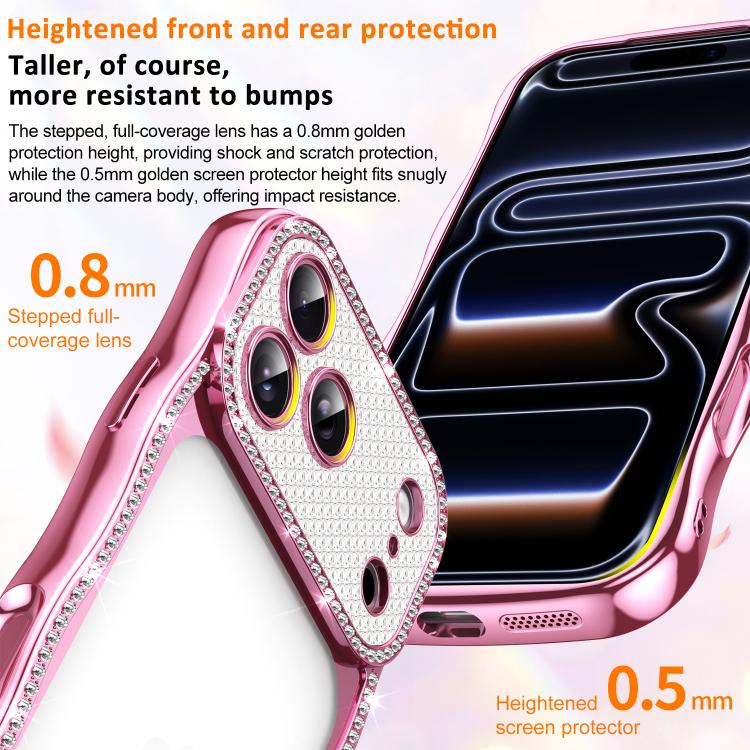 Ốp điện thoại TPU mạ điện chống sốc kim cương sao xoắn sóng, dành cho iPhone 17 Pro Max, dành cho iPhone 17 Pro, dành cho iPhone 17, dành cho iPhone 16 Pro Max, dành cho iPhone 16 Pro, dành cho iPhone 16