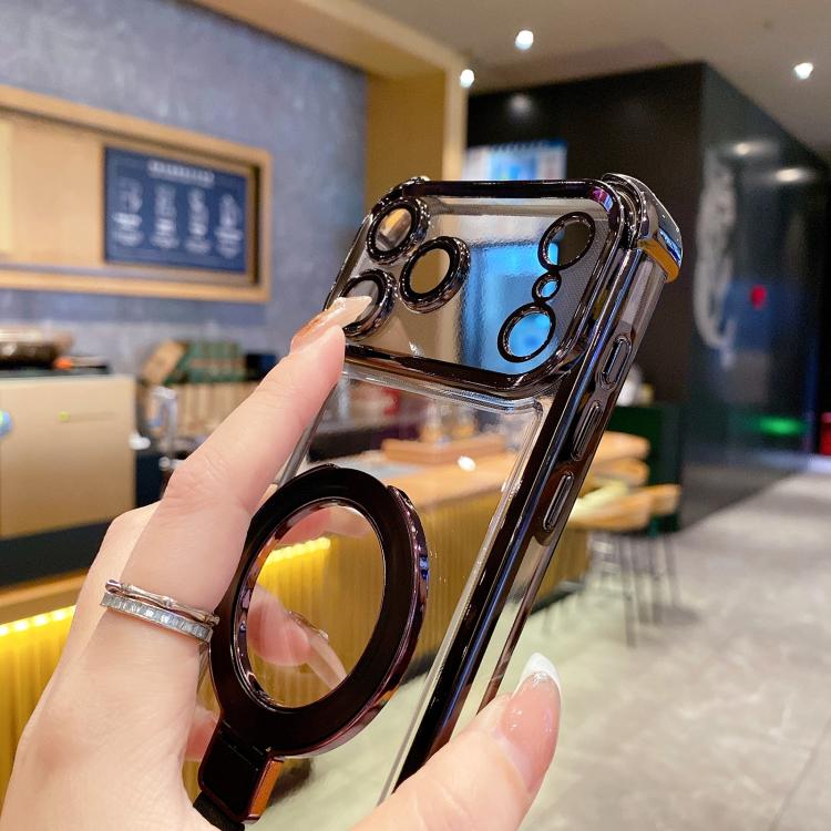 Crystal Shield Ring Holde TPU + Acrylic Magnetic Phone Case, For iPhone 17 Pro Max, For iPhone 17 Pro, For iPhone 17, For iPhone Air, For iPhone 16 Pro Max, For iPhone 16 Pro