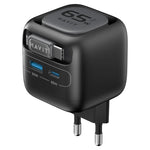 Bộ sạc du lịch 3 trong 1 GaN 65W Havit UC253 với cáp Type-C rút gọn, UC253 (phích cắm EU)
