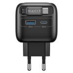 Bộ sạc du lịch 3 trong 1 GaN 65W Havit UC253 với cáp Type-C rút gọn, UC253 (phích cắm EU)