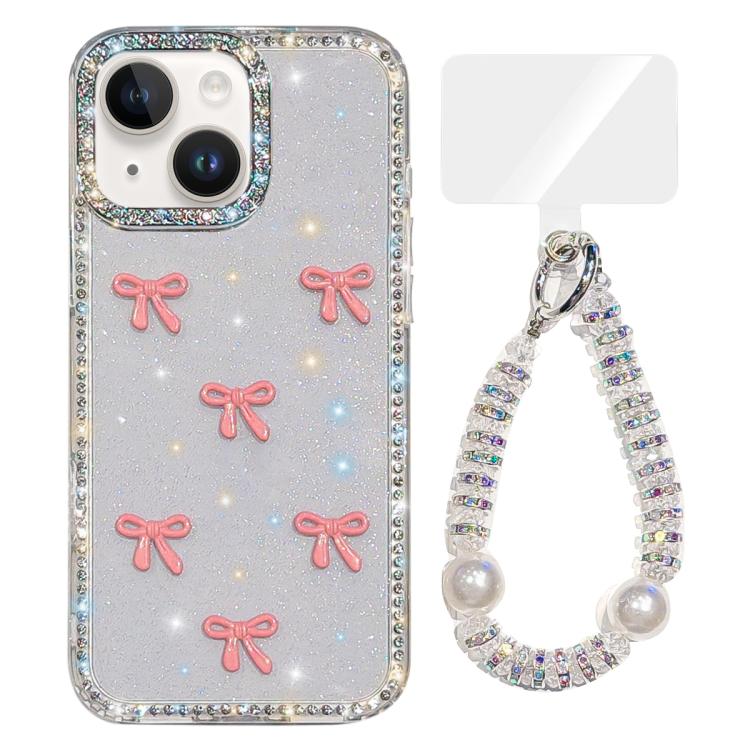 Sparkling IMD Colorful Bow Phone Case with Bracelet, For iPhone 15, For iPhone 14, For iPhone 14 Pro, For iPhone 14 Pro Max, For iPhone 13 Pro Max