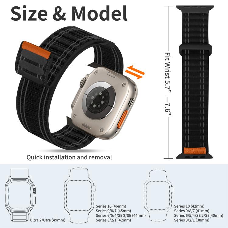 Dây đồng hồ xDfind móc và vòng dệt nylon, dành cho Apple Watch 42 / 44 / 45 / 46 / 49mm, dành cho Apple Watch 38 / 40 / 41 / S11 42mm