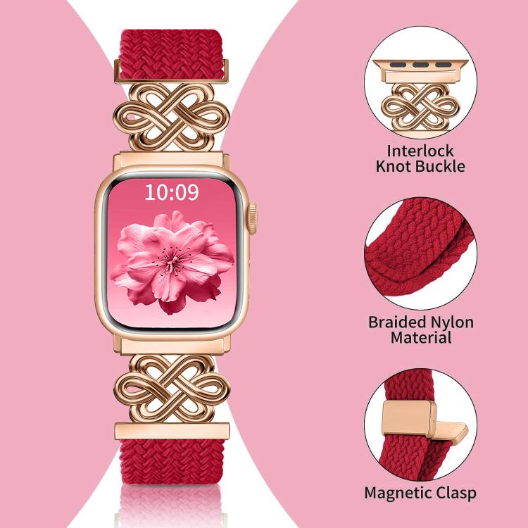 Dây đồng hồ xDfind khóa nam châm bện nylon cầu vồng nút thắt Trung Quốc, dành cho Apple Watch 42 / 44 / 45 / 46 / 49mm, dành cho Apple Watch 38 / 40 / 41 / S11 42mm