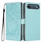 Tree Cat Embossed Flip Vegan Leather Phone Case, For iPhone Air, For iPhone 16 Pro Max, For iPhone 16 Pro, For iPhone 16 Plus, For iPhone 16, For iPhone 15 Pro Max
