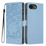 Tree Cat Embossed Flip Vegan Leather Phone Case, For iPhone 17e / 16e, For iPhone 17 Pro Max, For iPhone 17 Pro, For iPhone 17, For iPhone Air, For iPhone 16 Pro Max