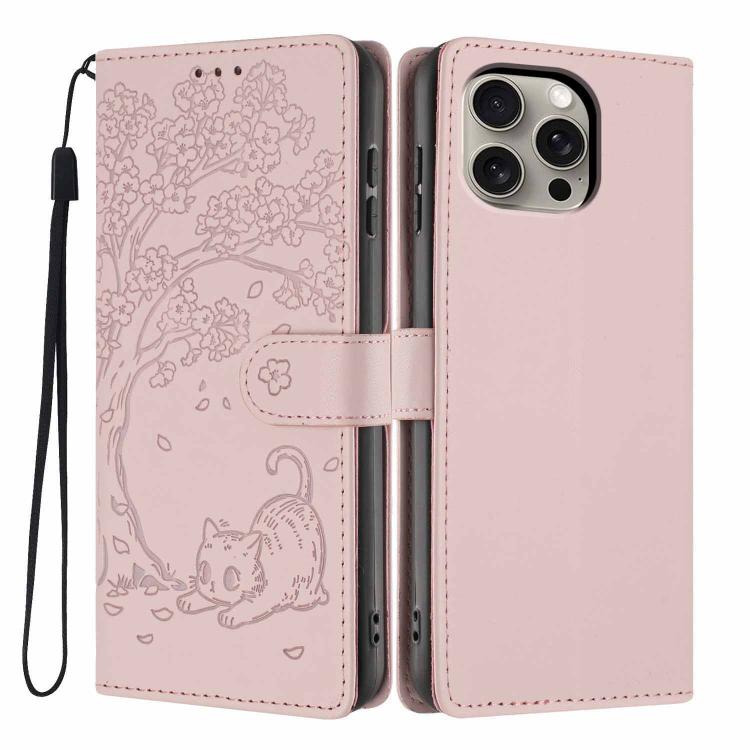 Ốp điện thoại da thuần chay dập nổi hình mèo cây, dành cho iPhone 15, dành cho iPhone 14 Plus, dành cho iPhone 14, dành cho iPhone 14 Pro, dành cho iPhone 14 Pro Max, dành cho iPhone 13 Pro Max