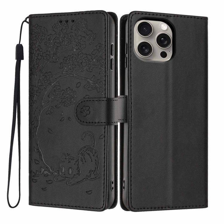 Ốp điện thoại da thuần chay dập nổi hình mèo cây, dành cho iPhone 15, dành cho iPhone 14 Plus, dành cho iPhone 14, dành cho iPhone 14 Pro, dành cho iPhone 14 Pro Max, dành cho iPhone 13 Pro Max