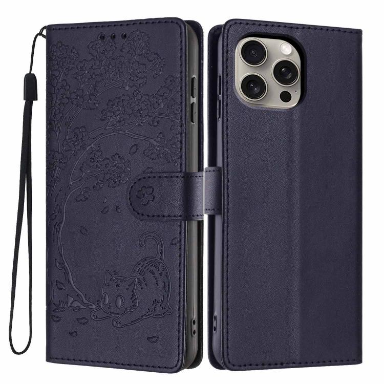 Ốp điện thoại da thuần chay dập nổi hình mèo cây, dành cho iPhone 15, dành cho iPhone 14 Plus, dành cho iPhone 14, dành cho iPhone 14 Pro, dành cho iPhone 14 Pro Max, dành cho iPhone 13 Pro Max