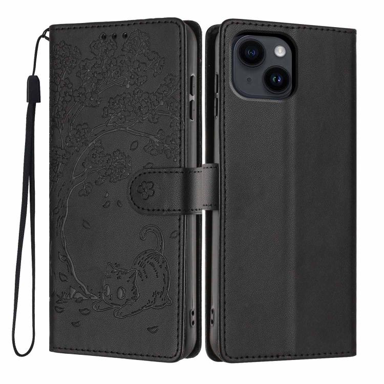 Ốp điện thoại da thuần chay dập nổi hình mèo cây, dành cho iPhone 15, dành cho iPhone 14 Plus, dành cho iPhone 14, dành cho iPhone 14 Pro, dành cho iPhone 14 Pro Max, dành cho iPhone 13 Pro Max