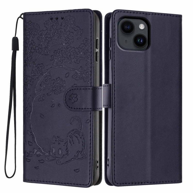 Ốp điện thoại da thuần chay dập nổi hình mèo cây, dành cho iPhone 15, dành cho iPhone 14 Plus, dành cho iPhone 14, dành cho iPhone 14 Pro, dành cho iPhone 14 Pro Max, dành cho iPhone 13 Pro Max