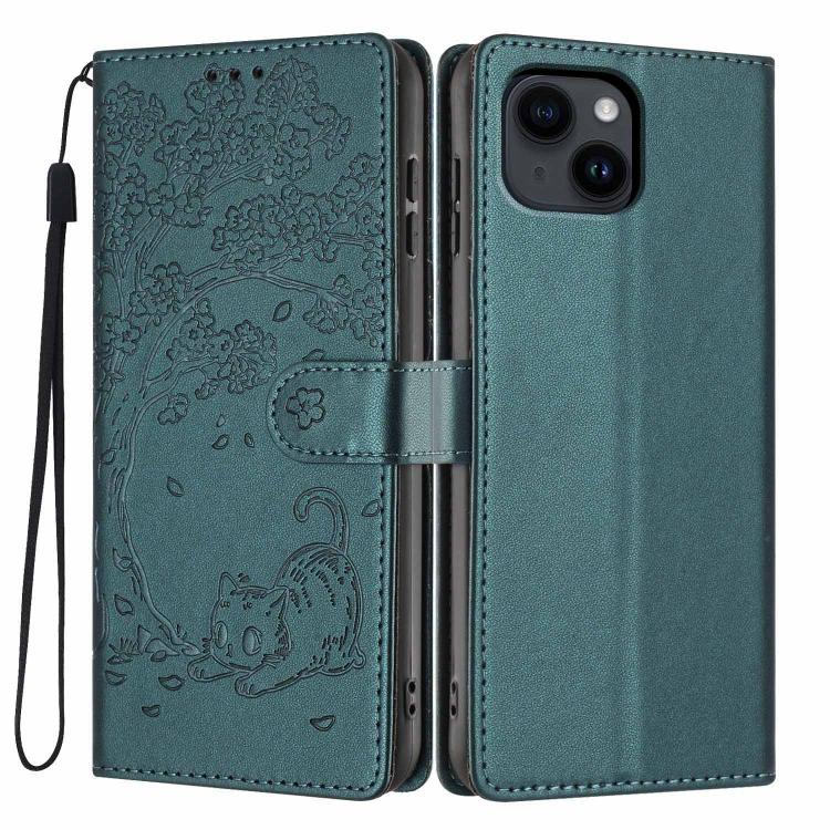 Ốp điện thoại da thuần chay dập nổi hình mèo cây, dành cho iPhone 15, dành cho iPhone 14 Plus, dành cho iPhone 14, dành cho iPhone 14 Pro, dành cho iPhone 14 Pro Max, dành cho iPhone 13 Pro Max