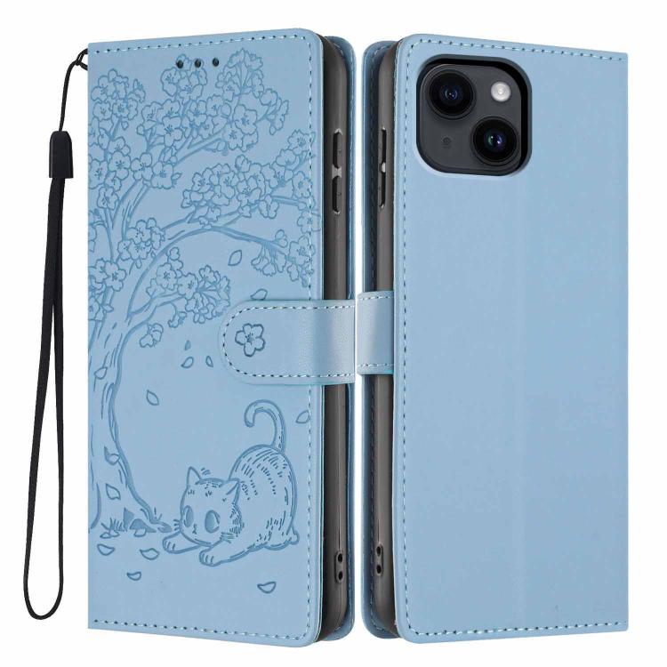 Ốp điện thoại da thuần chay dập nổi hình mèo cây, dành cho iPhone 15, dành cho iPhone 14 Plus, dành cho iPhone 14, dành cho iPhone 14 Pro, dành cho iPhone 14 Pro Max, dành cho iPhone 13 Pro Max
