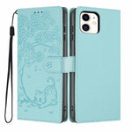 Tree Cat Embossed Flip Vegan Leather Phone Case, For iPhone 11 Pro Max, For iPhone 11, For iPhone 11 Pro