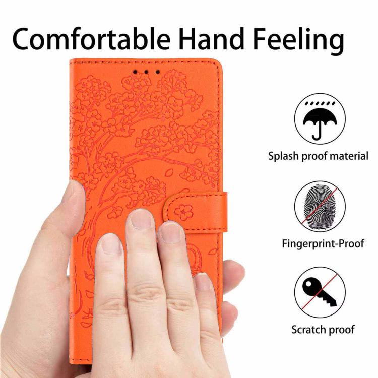 Ốp điện thoại da thuần chay dập nổi hình mèo cây, dành cho iPhone 11 Pro