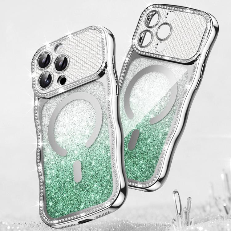 Wavy Frame Star Diamond Electroplate TPU Glitter Magnetic Phone Case, For iPhone 17 Pro Max, For iPhone 17 Pro, For iPhone 17, For iPhone 16 Pro Max, For iPhone 16 Pro, For iPhone 16
