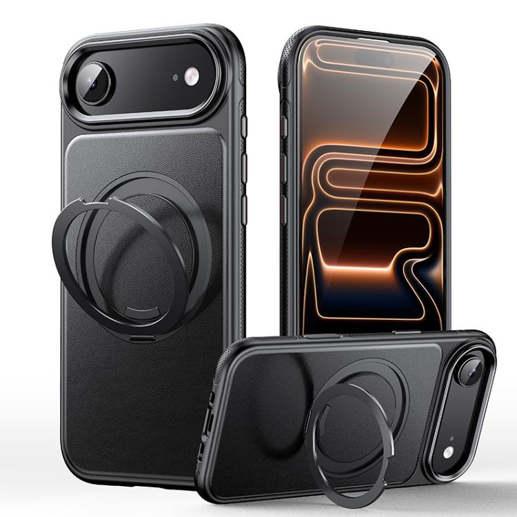 Leather Texture 360 Degrees Rotating Magnetic Holder Phone Case, For iPhone 18 Pro, For iPhone 18 Pro Max, For iPhone 17 Pro Max, For iPhone 17 Pro, For iPhone 17, For iPhone Air, For iPhone 16 Pro Max, For iPhone 16 Pro, For iPhone 16 Plus, For iPhone 16