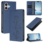 Cute Cats Embossed Magnetic RFID Vegan Leather Phone Case, For iPhone 17e / 16e, For iPhone 17 Pro Max, For iPhone 17 Pro, For iPhone 17
