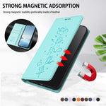 Ốp điện thoại da thuần chay dập nổi mèo dễ thương có nam châm RFID, cho iPhone Air, cho iPhone 16 Pro Max, cho iPhone 16 Pro, cho iPhone 16 Plus