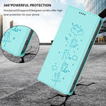 Ốp điện thoại da thuần chay dập nổi mèo dễ thương có nam châm RFID, cho iPhone Air, cho iPhone 16 Pro Max, cho iPhone 16 Pro, cho iPhone 16 Plus