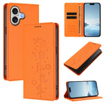 Ốp điện thoại da thuần chay dập nổi mèo dễ thương có nam châm RFID, cho iPhone Air, cho iPhone 16 Pro Max, cho iPhone 16 Pro, cho iPhone 16 Plus