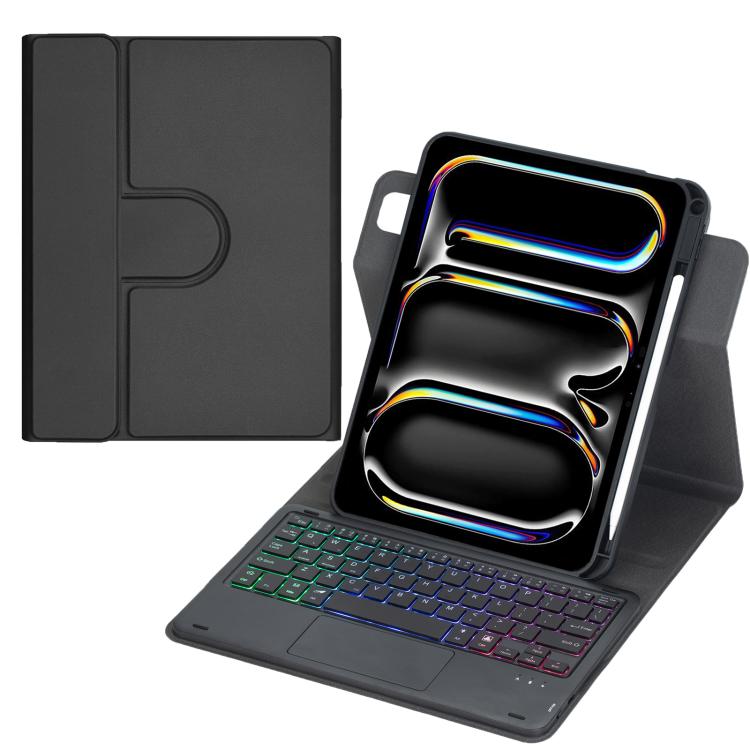 Bao da bàn phím Bluetooth có đèn nền xoay 360 độ với bàn di chuột, Dành cho iPad Pro 11 2025 / 2024, Dành cho iPad 2025 / 2022, Dành cho iPad Air 11 2025 / iPad Pro 11 2022, Dành cho iPad 10.2 2021 / 2019 / iPad Air 3