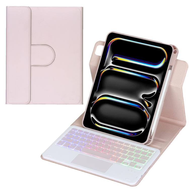 Bao da bàn phím Bluetooth có đèn nền xoay 360 độ với bàn di chuột, Dành cho iPad Pro 11 2025 / 2024, Dành cho iPad 2025 / 2022, Dành cho iPad Air 11 2025 / iPad Pro 11 2022, Dành cho iPad 10.2 2021 / 2019 / iPad Air 3