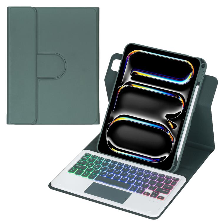 Bao da bàn phím Bluetooth có đèn nền xoay 360 độ với bàn di chuột, Dành cho iPad Pro 11 2025 / 2024, Dành cho iPad 2025 / 2022, Dành cho iPad Air 11 2025 / iPad Pro 11 2022, Dành cho iPad 10.2 2021 / 2019 / iPad Air 3