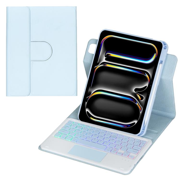 Bao da bàn phím Bluetooth có đèn nền xoay 360 độ với bàn di chuột, Dành cho iPad Pro 11 2025 / 2024, Dành cho iPad 2025 / 2022, Dành cho iPad Air 11 2025 / iPad Pro 11 2022, Dành cho iPad 10.2 2021 / 2019 / iPad Air 3